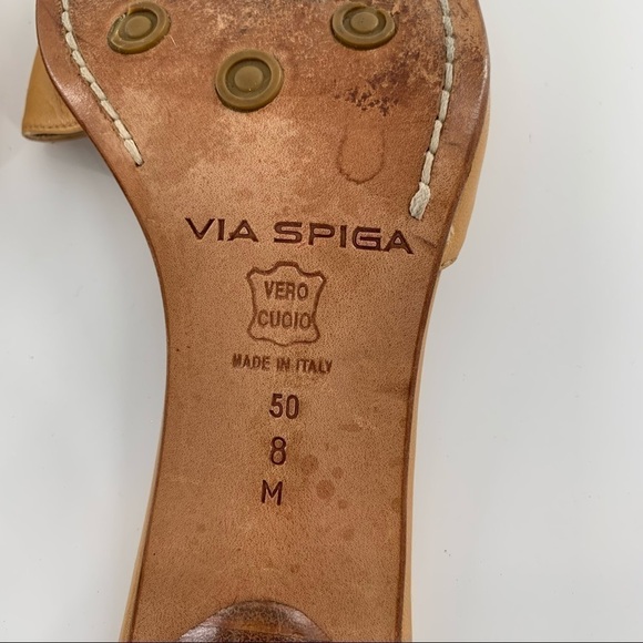 Via Spiga womens heels size 8 tan leather vintage Y2k made minimalist slides - Picture 8 of 14